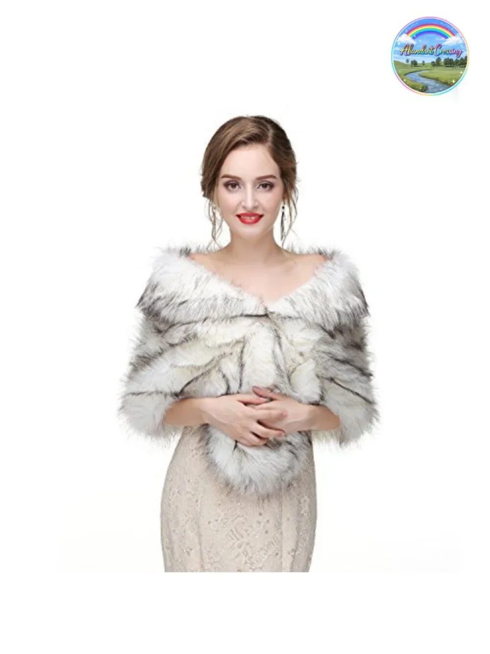 Faux Fur Shawl Wrap Cape for Bridal Wedding Party - Women's Artificial Wool